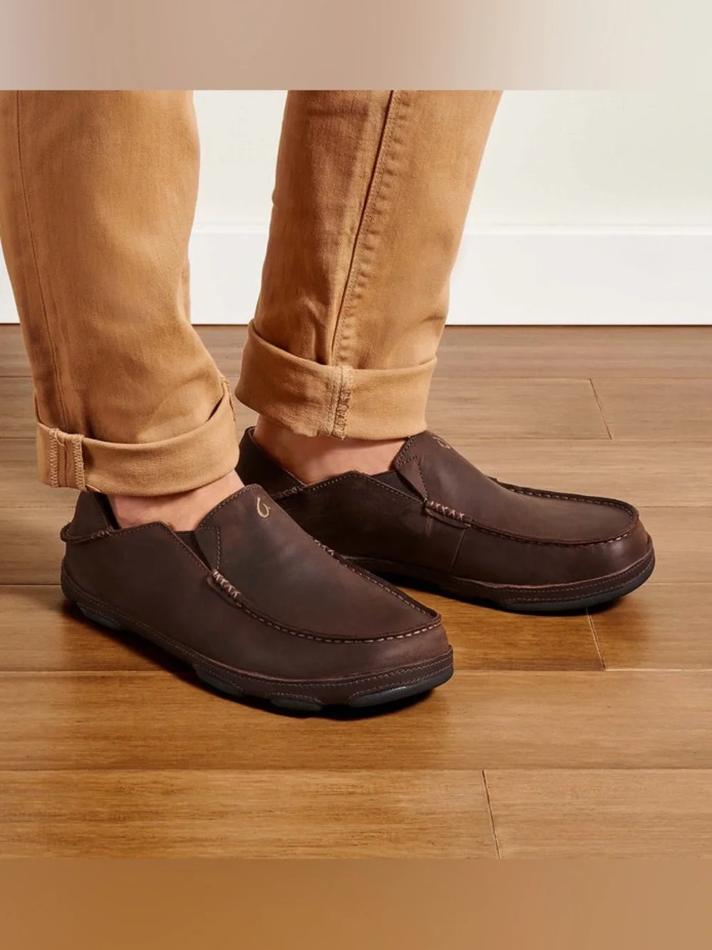 Olukai Moloā Men's Leather Slip-On Shoes